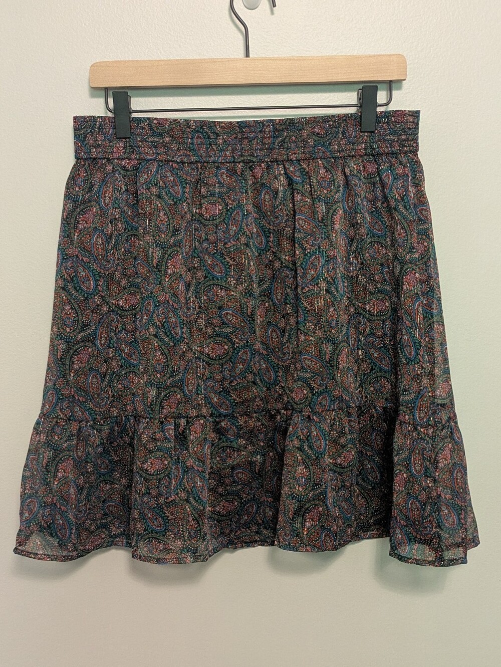 Loft Shimmer Paisley Print Mini Skirt